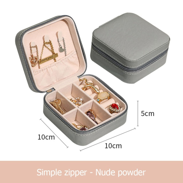 2021 Jewelry Organizer Display Travel Jewelry Case Boxes Travel Portable  Jewelry Box Leather Storage Organizer Earring Holder